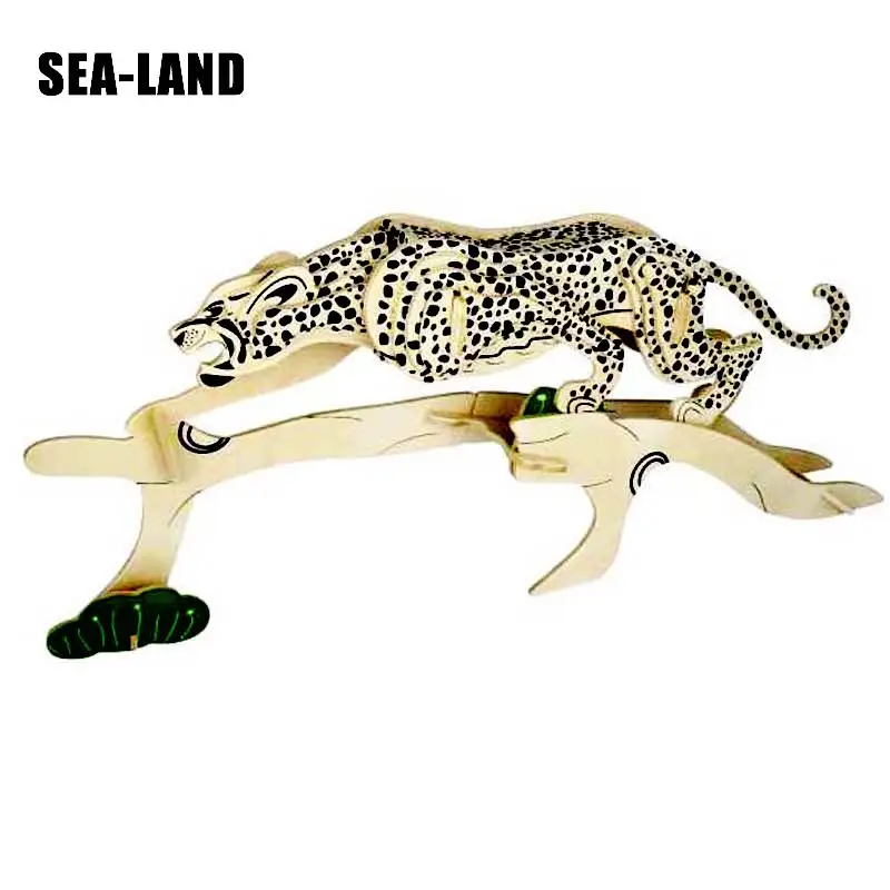 

3D Children Animal Puzzles Cheetah On The Tree Wooden IQ Puzzle For Kids 3 Years Easy Educational Toy As Hobby Gift For Children