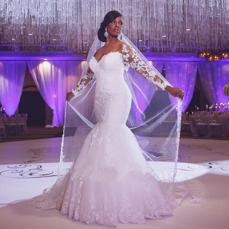 Белое свадебное платье Vestido De Noiva 2019 женское кружевное с длинными рукавами и