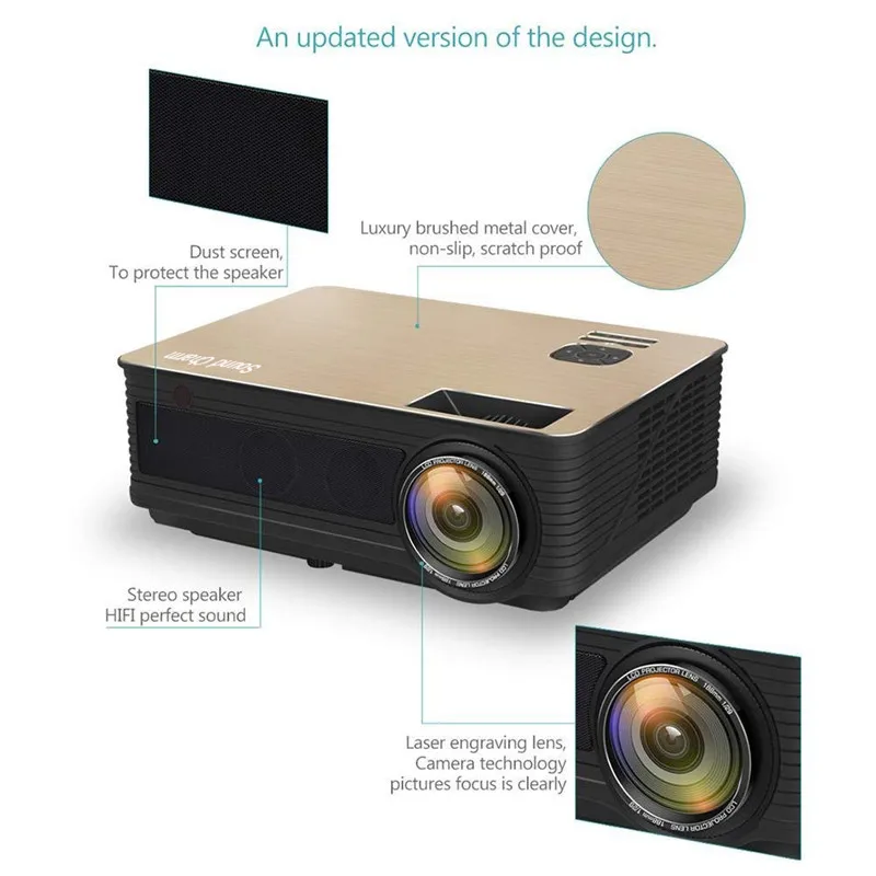 Звук Шарм Full HD 5500 люмен светодиодный домашний видео проектор с 2HDMI 2USB AV VGA