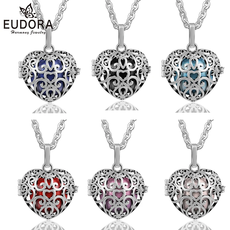EUDORA 18 мм Сердце клетка шар медальон кулон медный гармония бола шар музыкальный беременность мяч кулон ожерелья для беременных ювелирные изделия