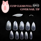 1bagslot best selling products 600pcs Stiletto full cover Clear natural Oval Cusp acrylic fake false artificial nail art tips