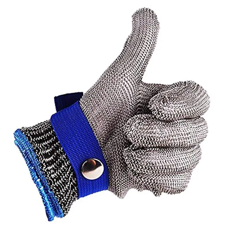 

Blue Red Safety Cut Proof Stab Resistant Stainless Steel Metal Mesh Butcher Glove High Performance Level 5 Protection