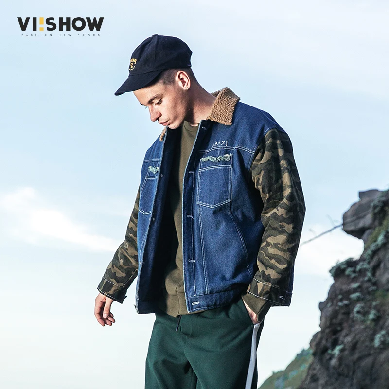 VIISHOW 2017 бренд Для мужчин джинсовая куртка толстые теплые модные Повседневное