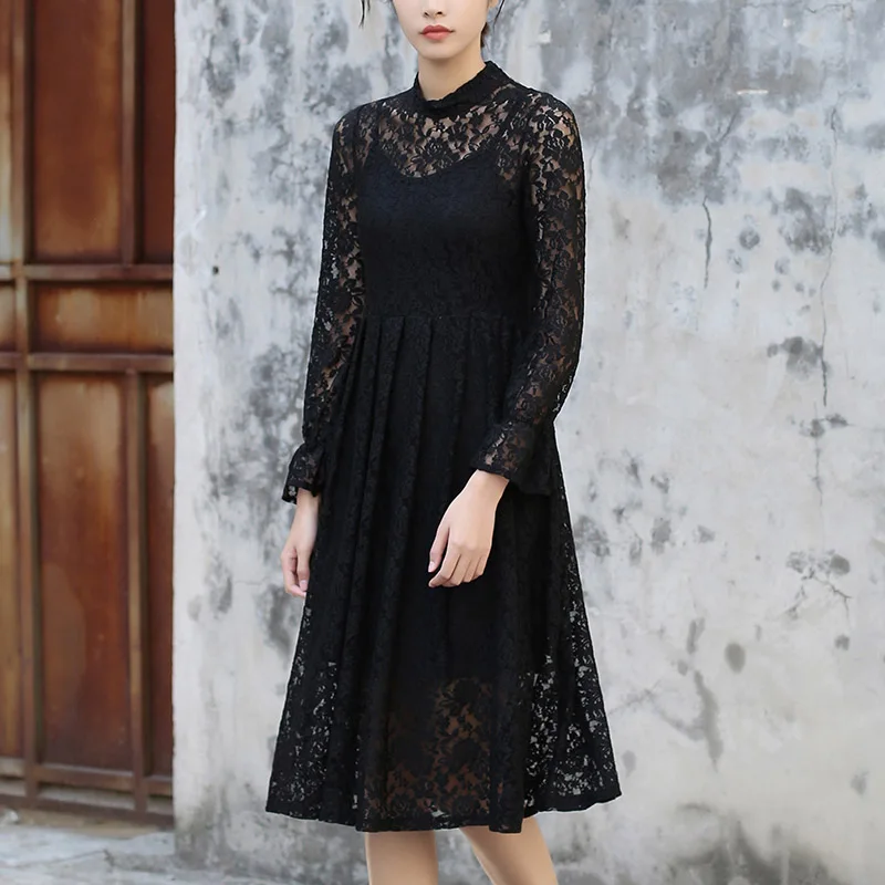 Сексуальный Черный полым из Midi Dress Офис Две Пьесы Устанавливает Элегантные