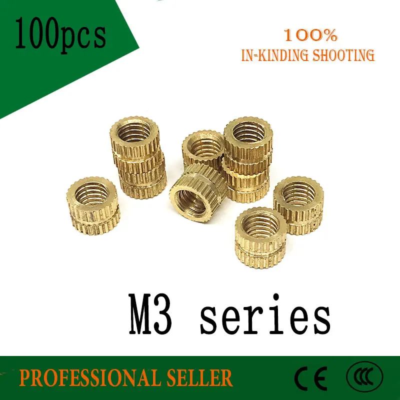 100 шт. OD 5 мм латунная медная вставная гайка M3 * 5*4/5/6/8/10 встроенные стандартные