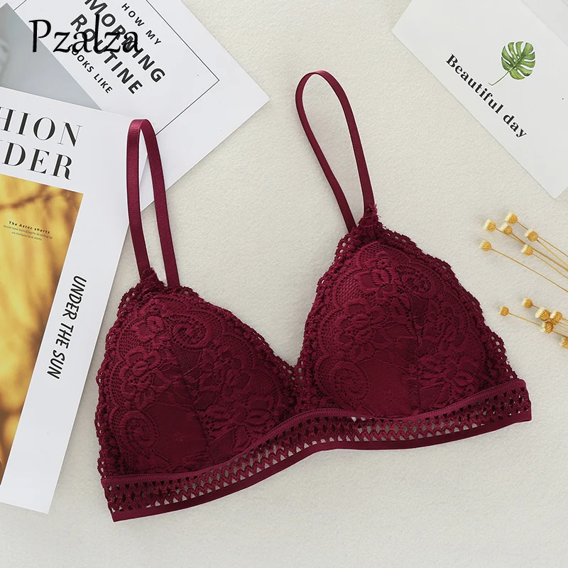 Французский стиль Глубокий V треугольники Bralette провода Бесплатная кружево