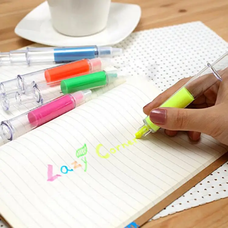 1 Pcs Cute kawaii Fluorescent Syringe Watercolor Pens Highlighters Marker Pen Korean Stationery School Supplies | Канцтовары для