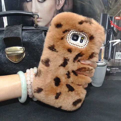 Top Real Rex Rabbit Full Fur Bling Plush Furry Case for Samsung Galaxy S10e S10 S8 S9 Plus S7 Edge Note 10 9 8 Funda |
