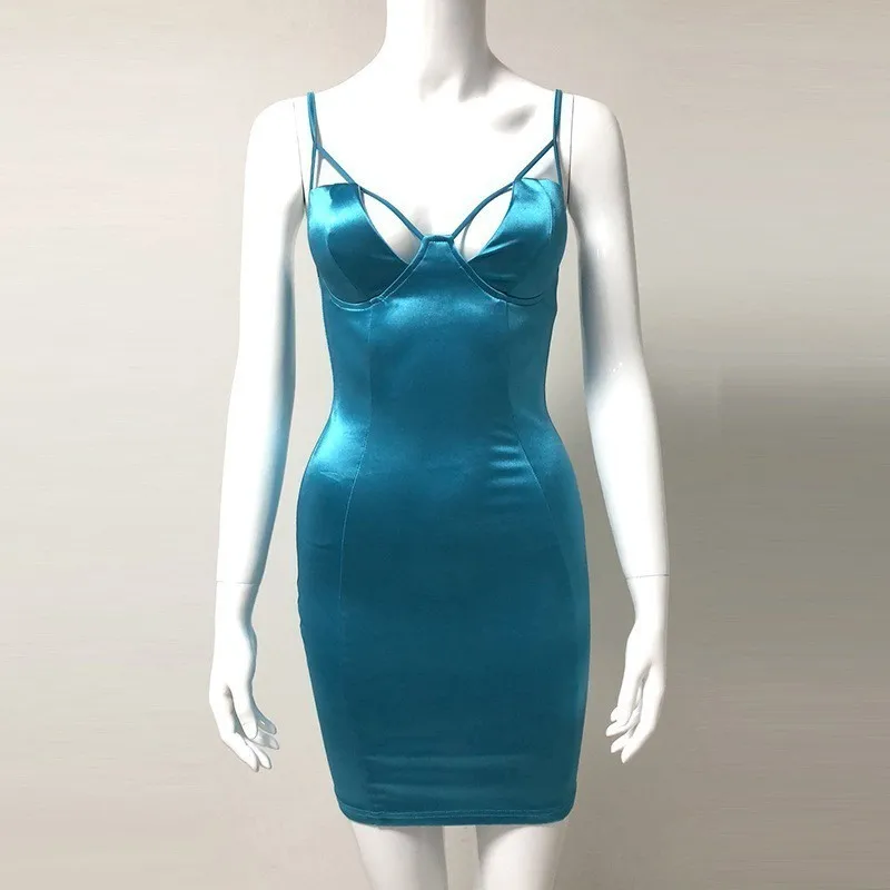 Женское вечернее платье PFFLOOK атласное мини с вырезами и пуш ап элегантное для