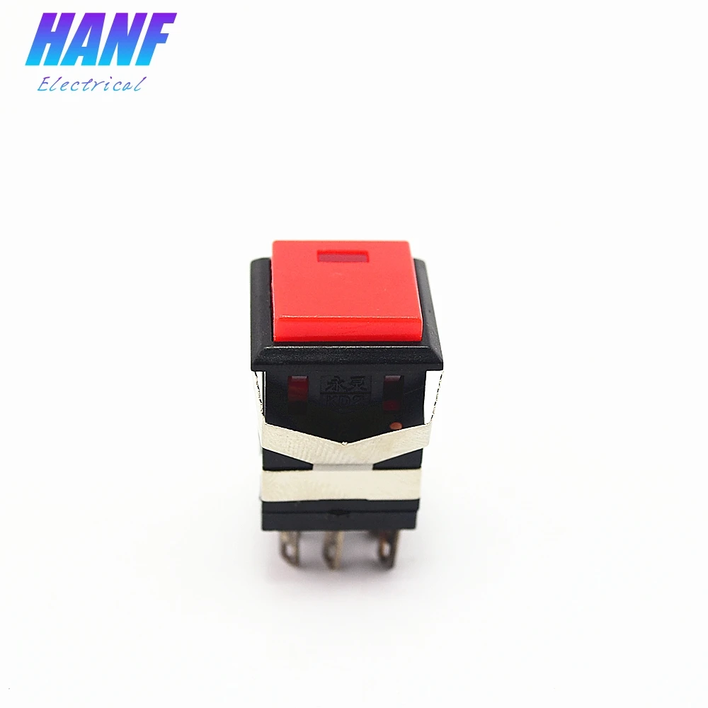 Красный 1 шт. 17,2*17,2 мм 3 a/250 V 6A/125V мгновенный квадратный кнопочный переключатель 2NO2NC, светодиодный светильник из пластика - Цвет: Красный