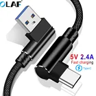 Кабель OLAF USB Type-C 90, 3 м, для быстрой зарядки и передачи данных, для Android, для Samsung S8, S9, S10, Note 8