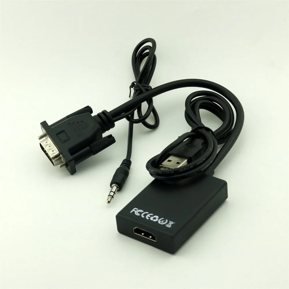 

10pcs VGA Male To HDMI Output 1080P HD+ Audio TV AV HDTV Video Converter Adapter Cable