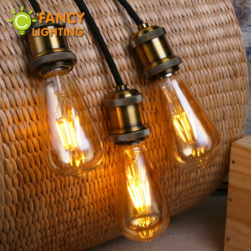 Светодиодная лампа ST64 Золотая диммируемая Эдисона E27 110 В bombillas светодиодная для