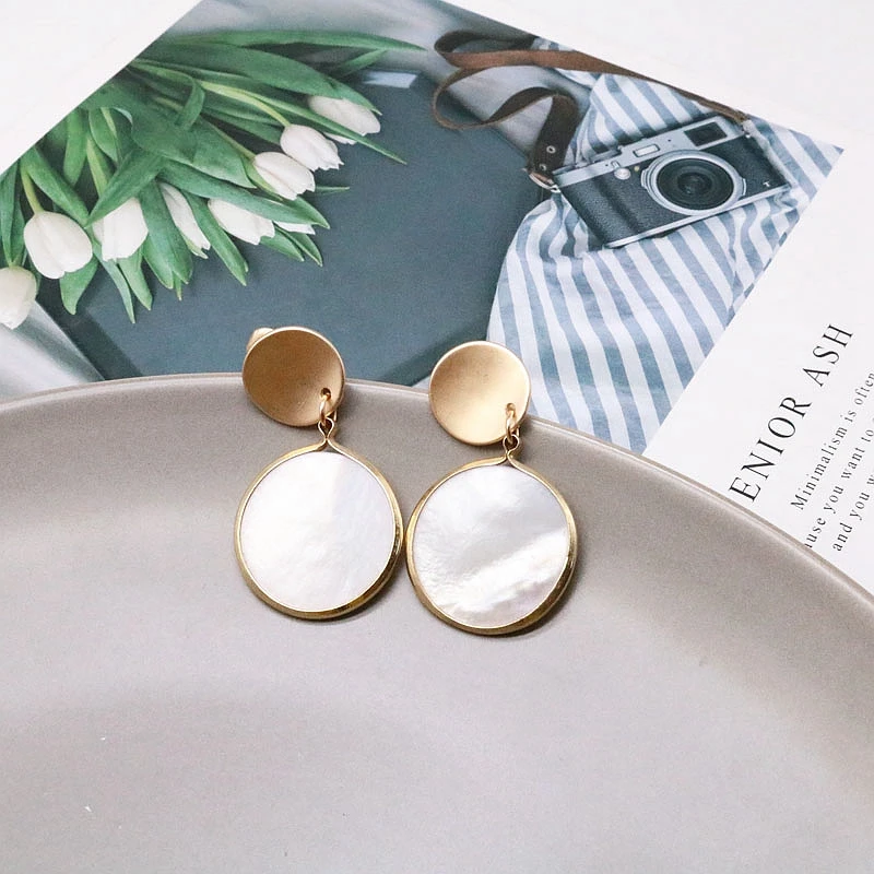 

Fashion Sweet Round Shell Earrings Summer Ear Jewelry