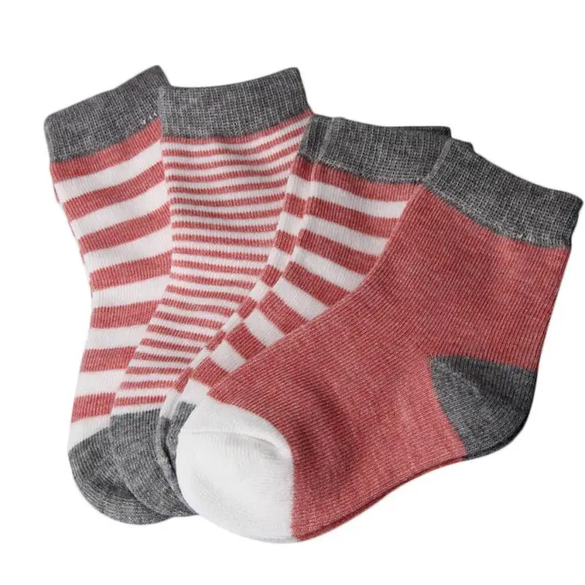 4 Pairs Striped Socks Baby New Born Boy Girl Casual Winter Infantil Slippers Anti Slip Floor Children | Детская одежда и обувь