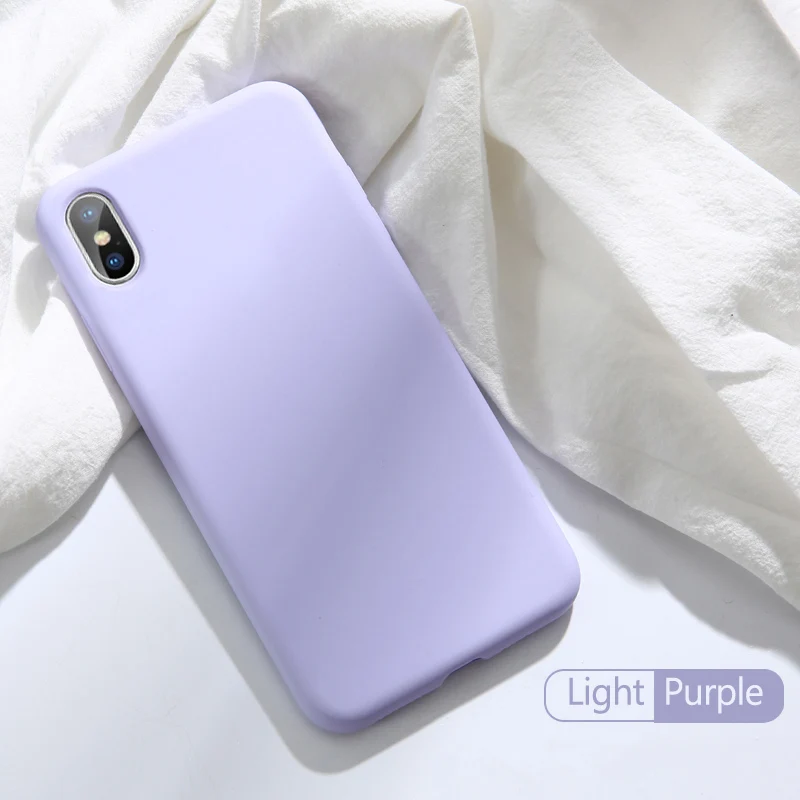 Light Purple Обновленный жидкий силиконовый чехол для iPhone 6, 6 S, 7, 8 Plus, X, XS, MAX, XR, 11 Pro, однотонный Мягкий силиконовый чехол-бампер - Цвет: Light Purple