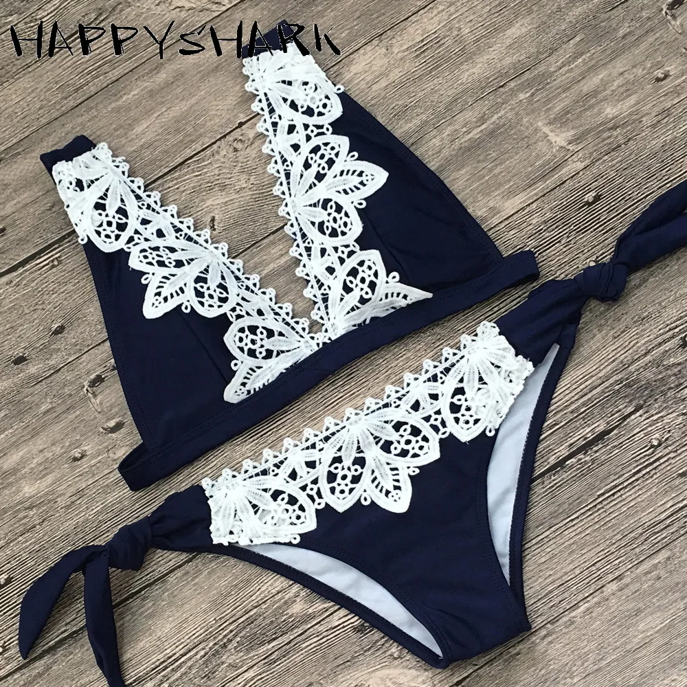 HAPPYSHARK Кружевной Край Бикини купальник женский летний винно-красный сексуальный