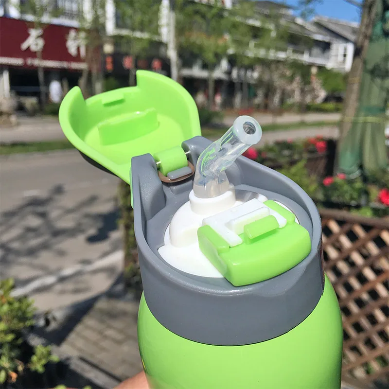 

BearKnight Creative Black Leakproof 304 Stainless Steel Children Straw Thermos Adult Portable Sports Kettle Vacuum Flasks