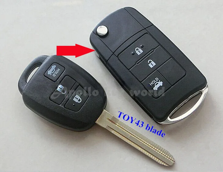 3 кнопки Модифицированная Складная откидная оболочка ключа дистанционного