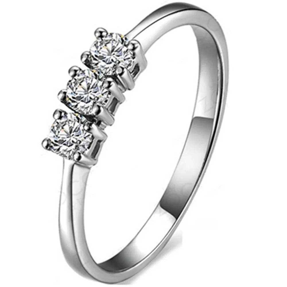 Короткое кольцо из трех камней 0.3ct 925 SONA имитирующее с бриллиантом для помолвки