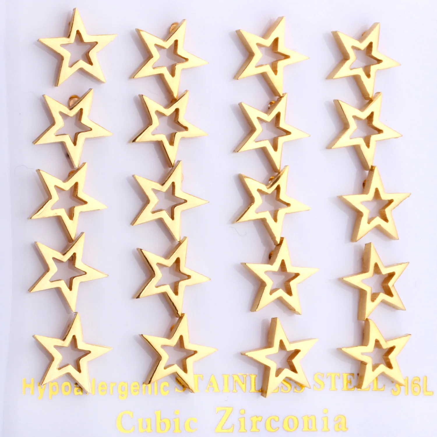 Маленькие серьги гвоздики LUXUKISSKIDS EA112001G 10 парт/лот|star studs|star starstud star |