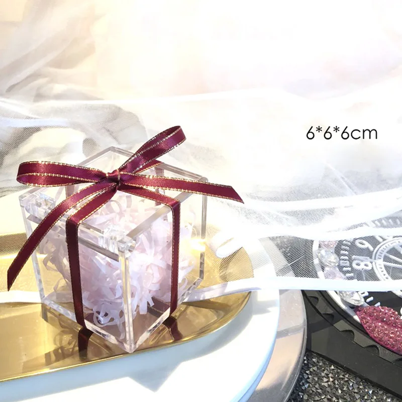 12PCS 4.5x4.5x4.5c Clear Acrylic Square Box Favors Candy Boxes Wedding Party Gifts Chocolate Package Supplies | Дом и сад