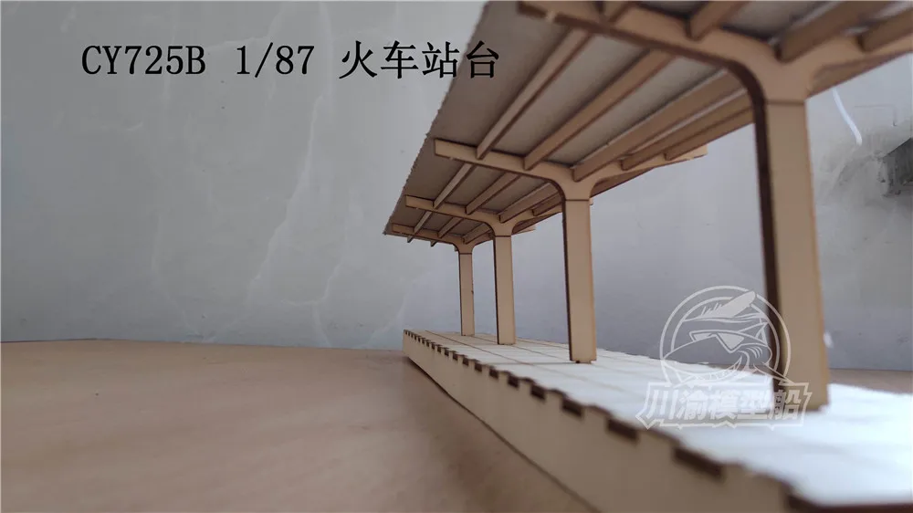 1/87 Scale Railway Station Platform Diorama Scene DIY Wooden Assembly Model Kits