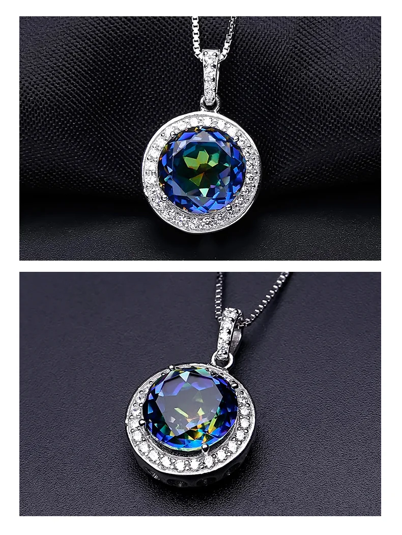 Gem's Ballet 4.79Ct натуральный Blueish мистический кварцевый камень ожерелье с кулоном из цельного 925 пробы серебра хорошее ювелирное изделие для женщин