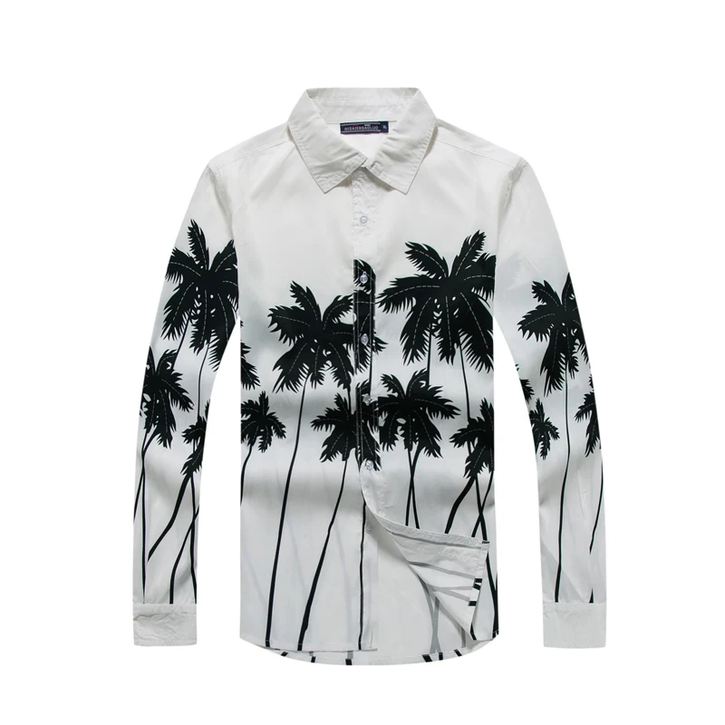 

2019 New Fashion Print Long Sleeve Beach Shirts For Men