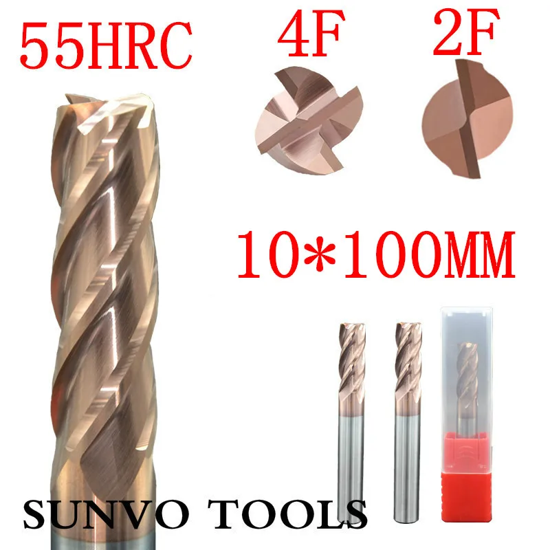 Концевая фреза из карбида вольфрама 2 шт. 4F 4/2 HRC45 HRC50 HRC55 HRC60 HRC65 10 мм|cutter milling|milling