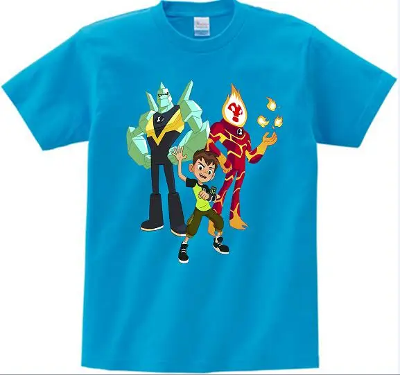 blue childreT-shirt Футболки для мальчиков Одежда для футболок с рисунком Бена 10, защитник земли футболка с короткими рукавами с героями мультфильмов футболки для мальчиков Одежда для детей, M - Цвет: blue childreT-shirt