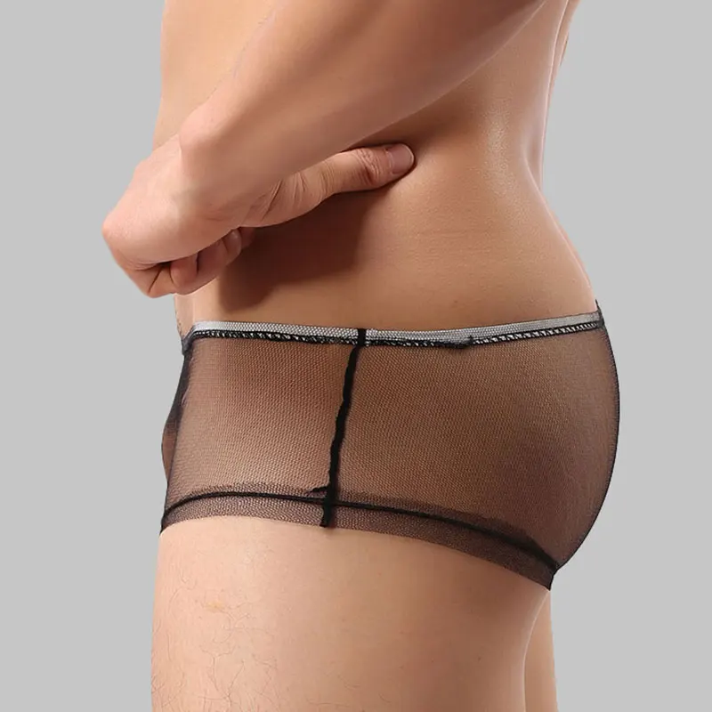 Mens Soft Net yarn transparent Mesh Male panties sexy Boxer Underpants Ultrathin style perspective Summer thin breathable | Мужская
