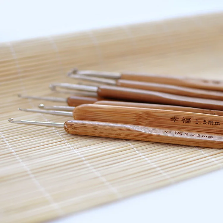 10 шт./лот круглые бамбуковые крючки для вязания размеров|bamboo handle crochet hooks|handled
