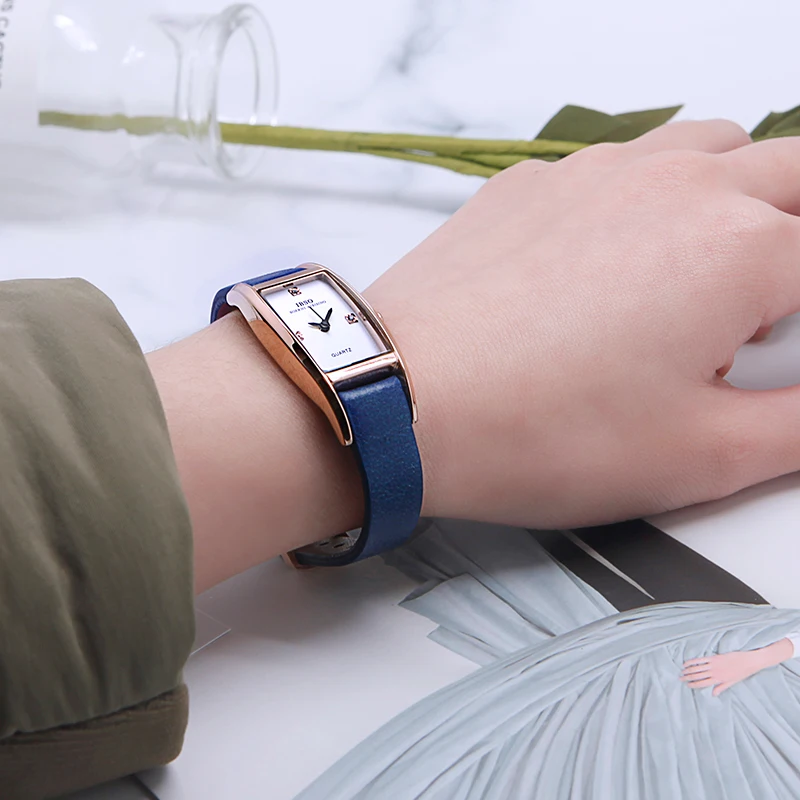 Ультратонкие часы IBSO 7 мм женские с прямоугольным циферблатом топовые брендовые