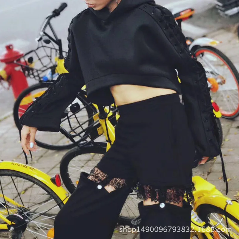 Cakucool для женщин Повседневное длинные спортивные штаны кружево патч накладной