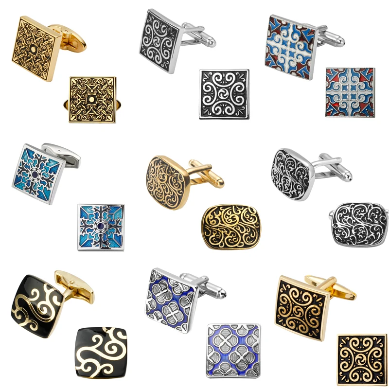 Запонки мужские с шестигранным цветком свадебная бижутерия изысканный дизайн в