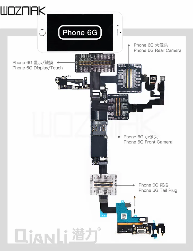 QIANLI TOOLPLUS iBridge PCB тестовый ing кабель для фронтальной камеры/задней камеры/док-разъема/сенсорного/тестового напряжения и сопротивления