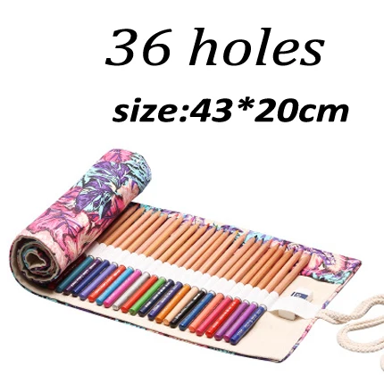 Белый 12/24/36/48/72/108 Roll School Pencil Case Canvas Pencil Case Makeup Brush Pen Pouch Wrap Roll Painting Stationery - Цвет: Белый