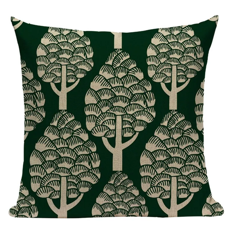 Высококачественный чехол для подушки с птичьими листьями хлопковая льняная