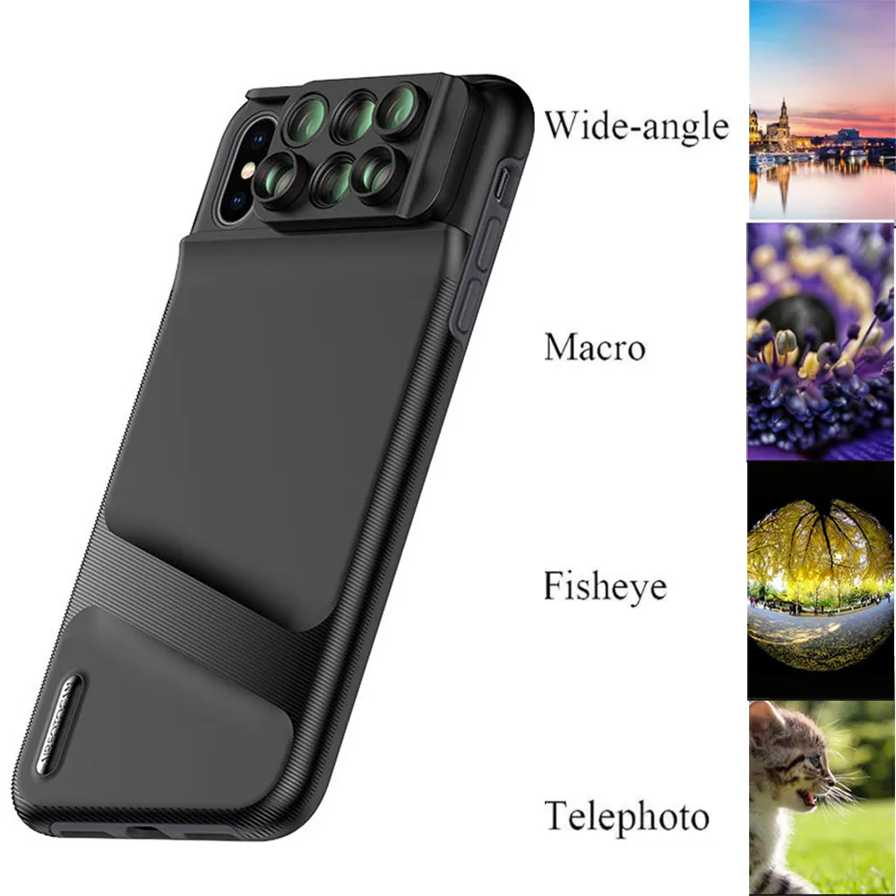 Объектив 6 в 1 с двойной камерой для iPhone X/XS/XR макро объектив широким углом обзора X
