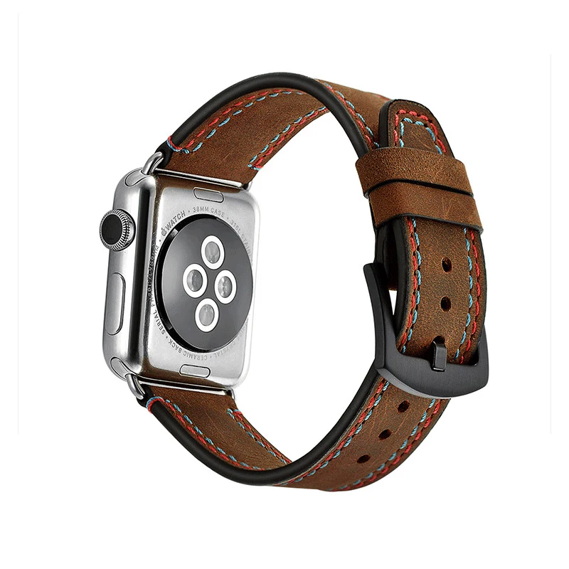 Ремешок для наручных часов Apple Watch Series 4 5 винтажный браслет из натуральной кожи 1 2