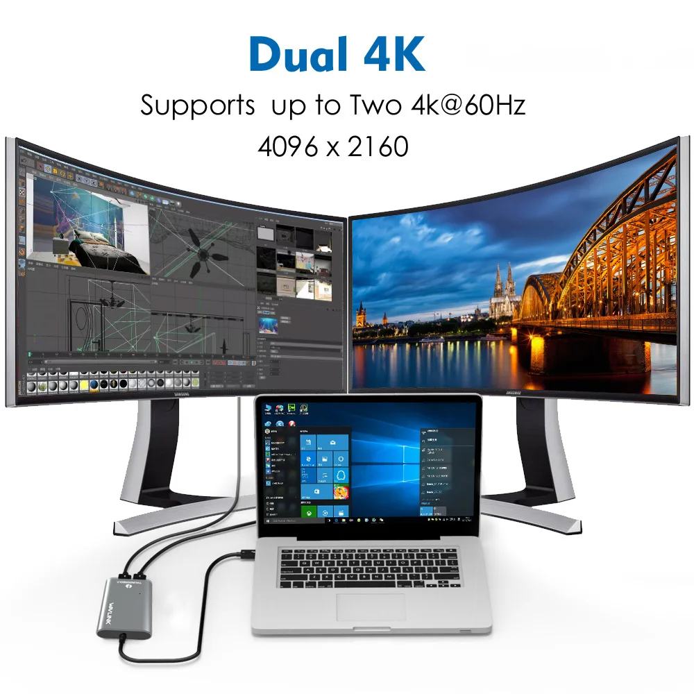 Адаптер Wavlink Thunderbolt 3 с двумя портами дисплея 8K адаптер USB C концентратор 4K и 5K@ 60 Гц сплиттер типа C видео дисплей 【 Intel Certified】