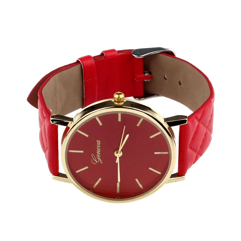 A Женские часы reloj mujer Часы zegarek damski Повседневный унисекс из Женевы шашки искусственная кожа кварцевые аналоговые zegarek damski - Цвет: A