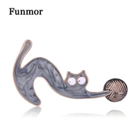 funmor cute enamel cat style brooches for women kids gift backpack hat adornment collar clips abalone shell animal badge brooch