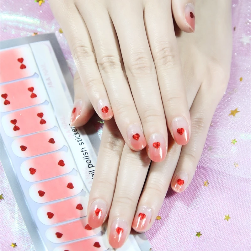 20 шт./компл. персиковые Розовые наклейки для ногтей полностью водонепроницаемые