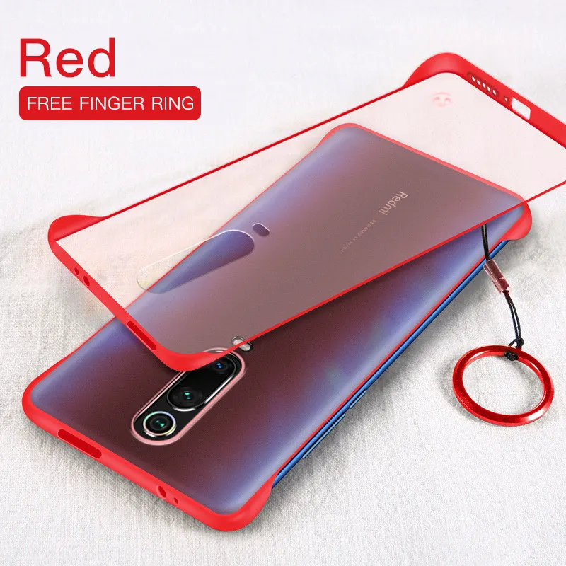 Red ESSIEN Бескаркасный Прозрачный матовый жесткий чехол для телефона Redmi K20 Pro Чехол с кольцом на палец чехлы для Xiaomi mi9 mi8 - Цвет: Red