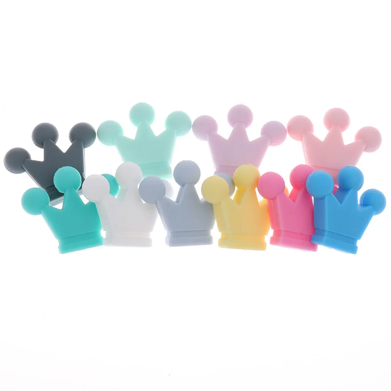 Cuentas de silicona de 5 piezas, cuentas de corona, sin Bpa, collar de dentici&oacute;n para beb&eacute;, pulsera colgante, cadena de chupete para beb&eacute;, Silikon DIY-0