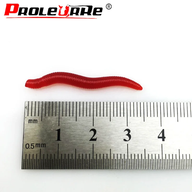 50 or100Pcs Lifelike Silicone Red Worm Soft Lures Earthworm Artificial Rubber Baits Shrimp Flavor Additive Bass Carp Tackle