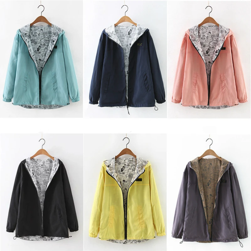 JXP GJZ Jacket Women Coat Pocket Zipper Hooded Outwear Black Casual Autumn Womens Jackets and Coats Full Sleeve | Женская одежда