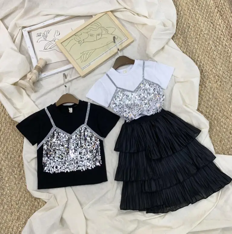 Новинка 2019 года летний хлопковый топ с блёстками для маленьких девочек Милая